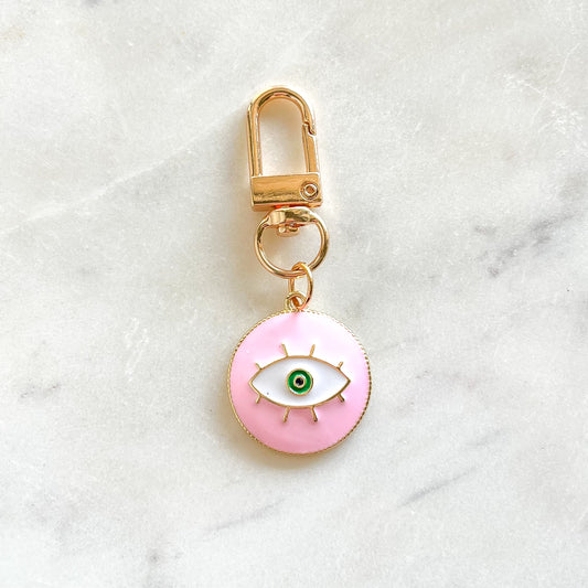 Pink Evil Eye Key Clip
