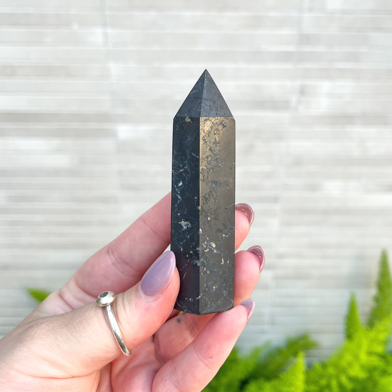 Shungite with Pyrite Tower