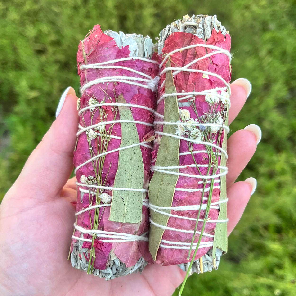 Pink Flower, Bay Leaf + White Sage Bundle