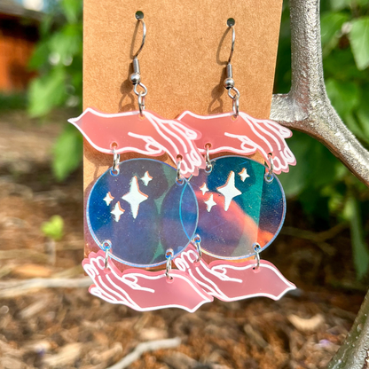 Iridescent Crystal Ball Earrings