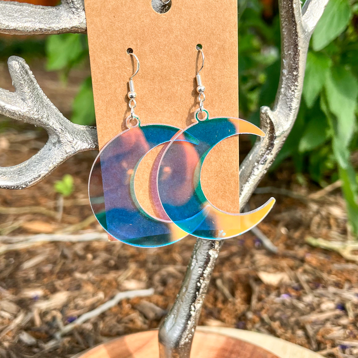 Iridescent Crescent Moon Earrings