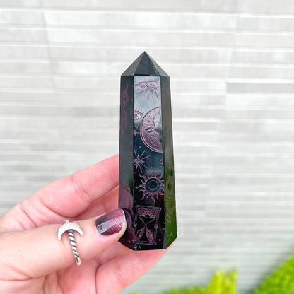 Etched Obsidian Tower - Dark Pink