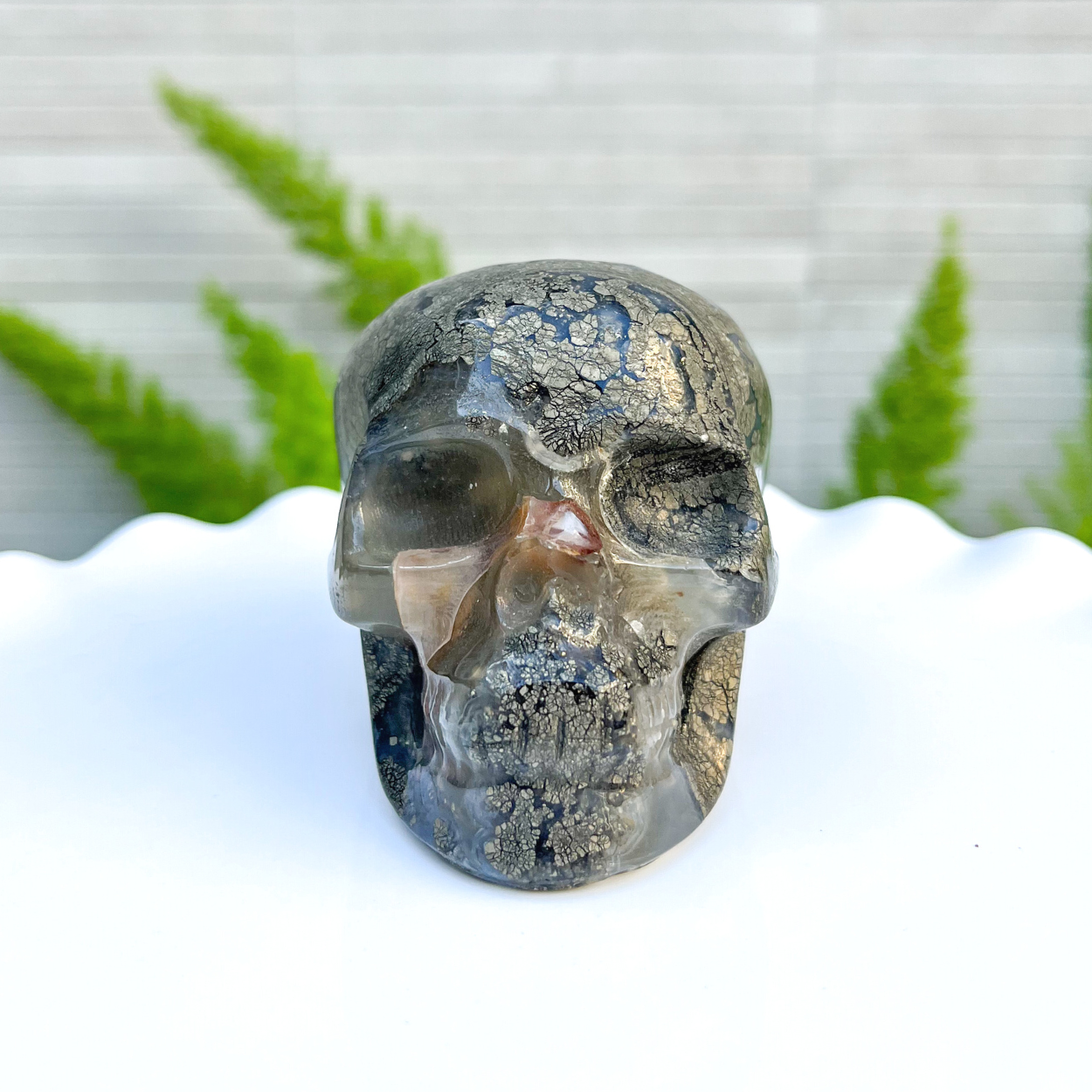 Pyrite and Agate Skull