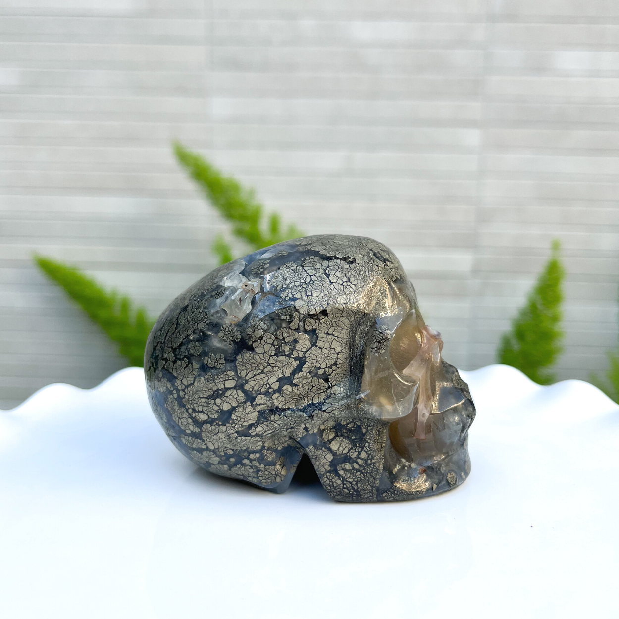 Pyrite and Agate Skull