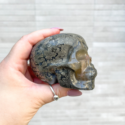 Pyrite and Agate Skull